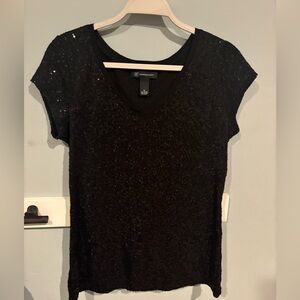 Women's Holiday Sequence Short Sleeve Top - INC International Concepts -Size M